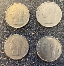 Belgium (4) 1 Franc coins - 1954, 1958, 1961, 1966 KM# 143.1 and KM#142.1