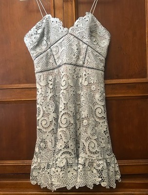 Self-Portrait Broderie Homecoming Prom Party Mini Dress Blue Floral Size 8  | eBay