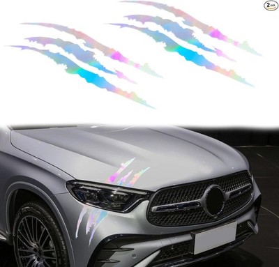 2PCS Reflective Scratch Mark Stickers, Waterproof Light Bump Color: 2pcs Laser