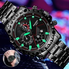 Waterproof Men's Watch Classic Stainless Steel Quartz Luminous Luxury Wristwatch