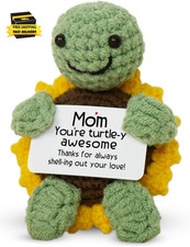 Gifts for Mom from Daughter Son - Handmade Positive Crochet Turtle Sunflower - M