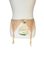 Lilyette Women's Seamless Lace Garter Belt Beige Made in USA Size Medium