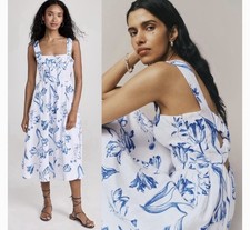 Reformation Freida Linen Midi Dress Size 8