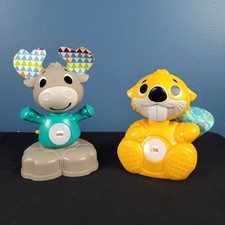 Fisher Price Linkimals Musical Moose  Boppin Beaver interactive learning WORKS