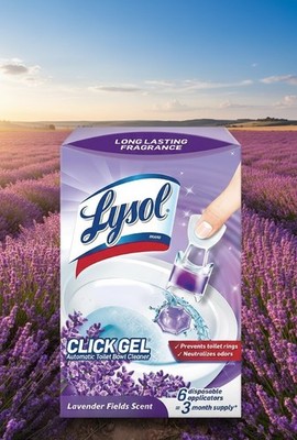 Lysol Click Gel Toilet Bowl Cleaner & Freshener, Refreshing Lavender, 6 Disposab