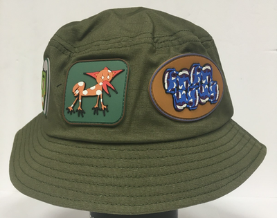 Brain Dead Metal Bucket Hat, Streetwear Designer Unisex Hat Olive
