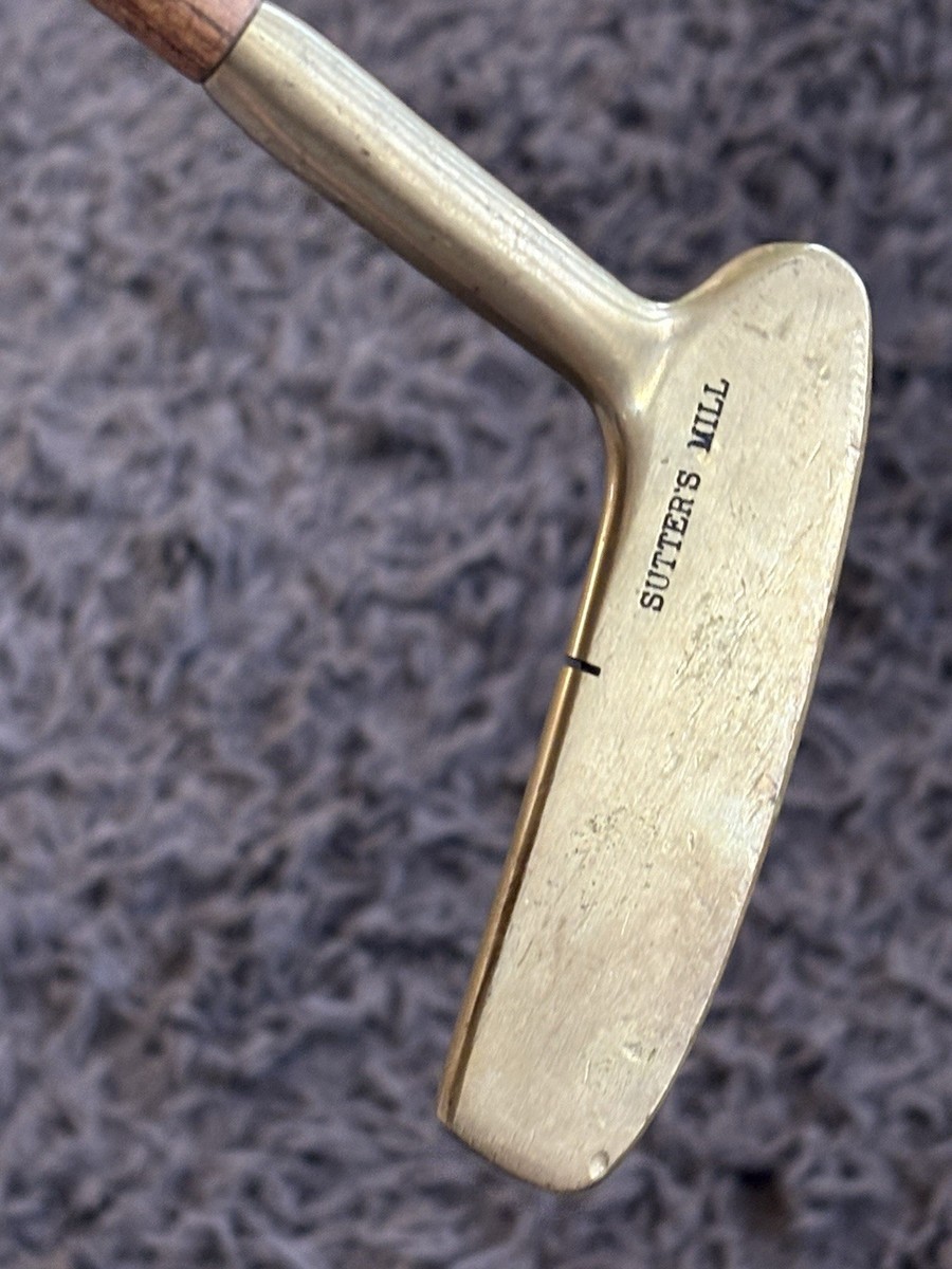 Sutter's Mill Wooden Shaft Gold Head Putter Golf Rare Vintage