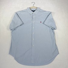 Ralph Lauren Mens XL Classic Fit Seersucker Short Sleeve Button Down Shirt Blue