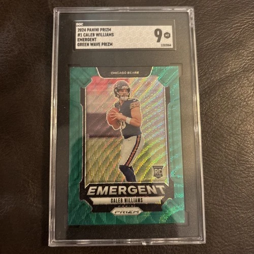 2024 Prizm- Caleb Williams Emergent Green Wave Rookie RC Chicago Bears #1 SGC 9