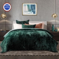 RECYCO Luxury Velvet Quilt Set King Size Bedding Sets Ultra Soft Velvet