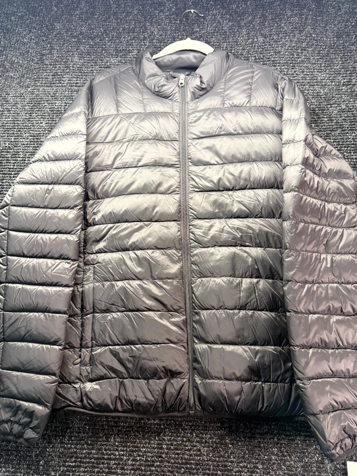 Falls Creek Packable Puffer Jacket Mens L Gray Down Mock Neck Hiking Full Zip
