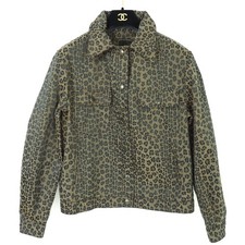 Vintage Fendi Italy 44 30 Inch Leopard Jean Jacket Mint Condition .