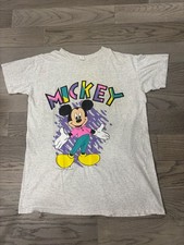 Vintage 90s Disney Mickey Mouse Graphic T-Shirt Gray One Size Made in USA