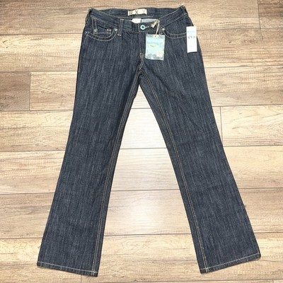 Roxy Sofia Pant Pattern Zipper Bootcut Flare Dark Blue Denim Y2K Jeans Womens 9