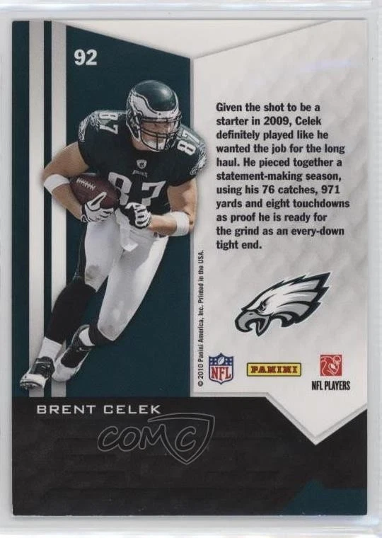 2010 Panini Epix Epix Season Purple Brent Celek #92 - Image 2 of 2