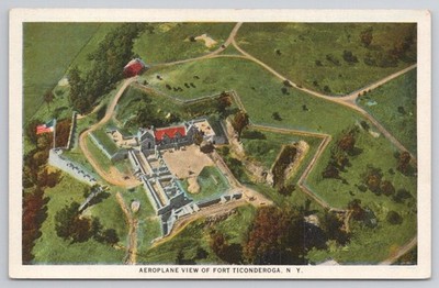 Fort Ticonderoga NY Aerial View Postcard Vintage Tichnor Quality Views