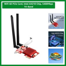 WiFi 6E PCIe Card, Intel AX210 Chip, 5400Mbps Tri-Band