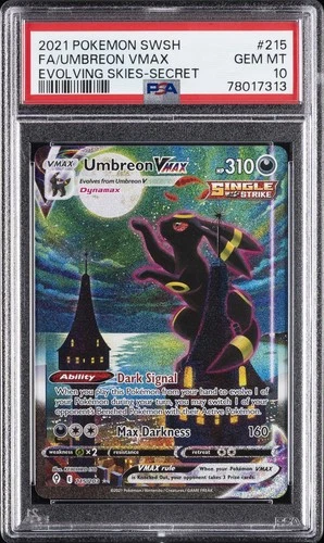 2021 POKEMON SWORD & SHIELD EVOLVING SKIES SECRET FULL ART/UMBREON VMAX PSA 10