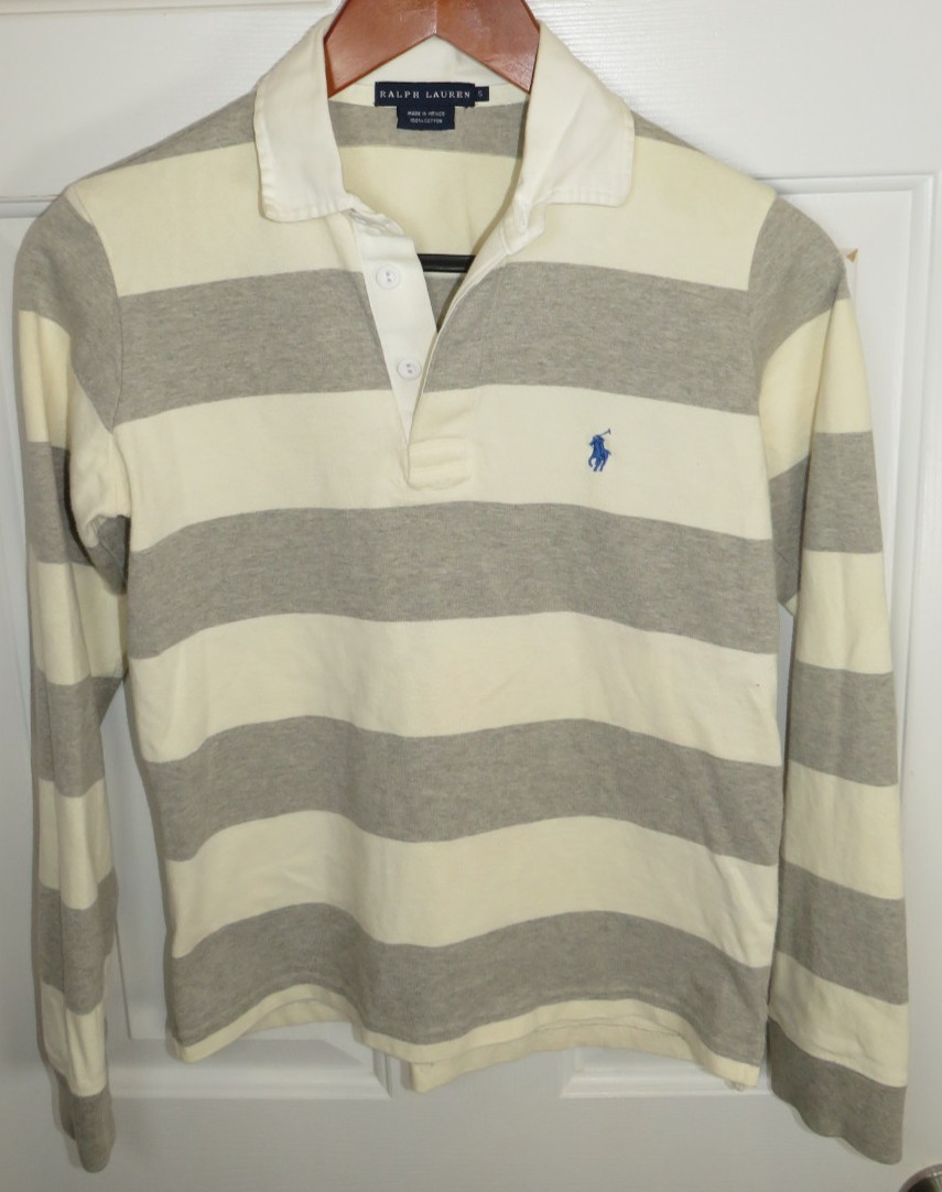 Vintage Polo Ralph Lauren Rugby Long Sleeve Striped L/S Shirt Size Small