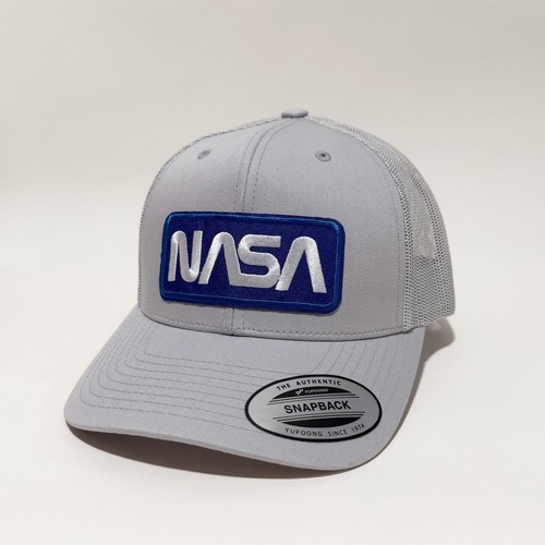 NASA Worm Patch Snapback Trucker Mesh Hat - Blue