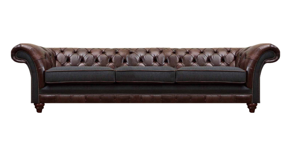 Braun-Grauer Chesterfield Dreisitzer Wohnzimmer Polstersofas Luxus Couch-image