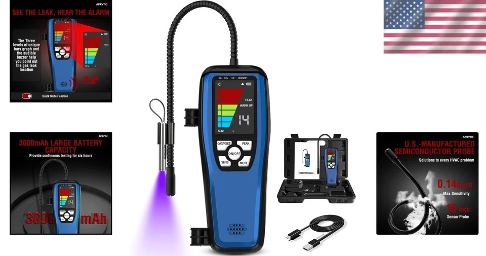 Rechargeable ALD-200 Freon Leak Detector with 2.8" TFT Display & Audible Alarm - Image 2 of 4