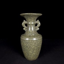 9.7" china old antique song dynasty Ge Kiln Fish Ear Bottle