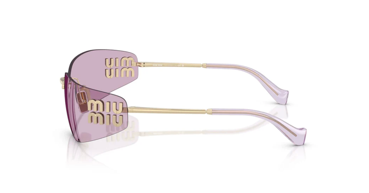 Miu Miu MU A51S ZVN90O Unisex Rectangle Sunglasses in Gold with