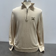 Genuine Indian Motorcycle 3/4 Zip Men  s Vintage Ivory Sweater, Size - Medium