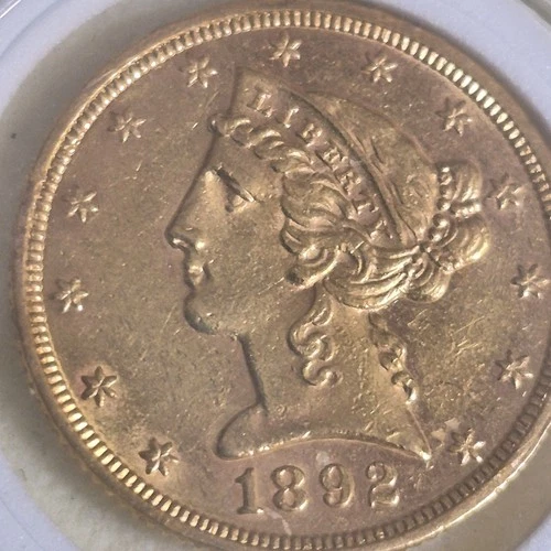 1892 $5 Gold Liberty Coin