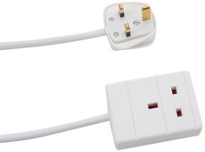 Pro Elec 1 Gang Extension Lead 1m Single Socket Extension Cable White 1 Metre 