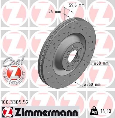 Zimmermann Front Disc Brake Rotor for A6, A6 Quattro+More (100.3305.52)