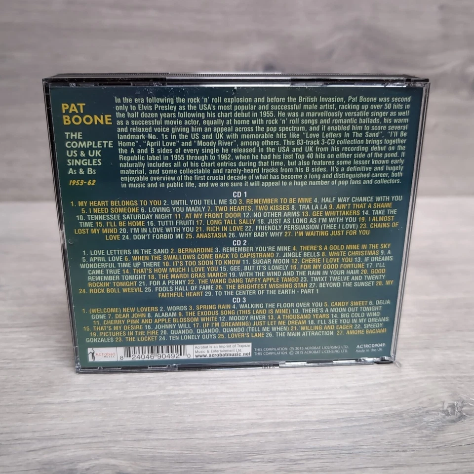 Pat Boone - The Complete US & UK Singles As & Bs 1953-62 - 3CD Album - 2015 VGC - Image 4 of 4