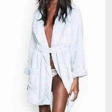 VS Bath Cozy Robe Short Plush Light Blue XS/Small