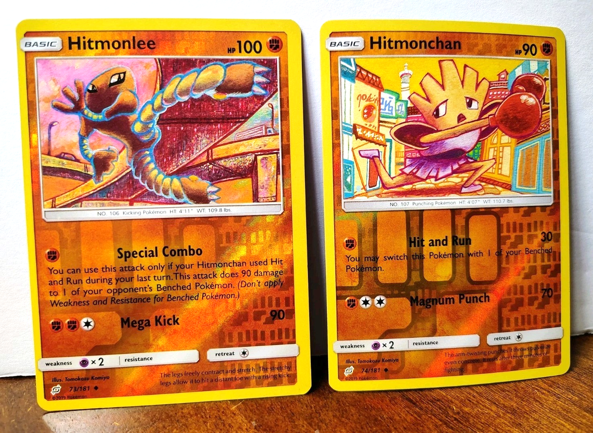 POKEMON HITMONLEE 73/181 HITMONCHAN 74/181 REVERSE HOLOS TEAM UP