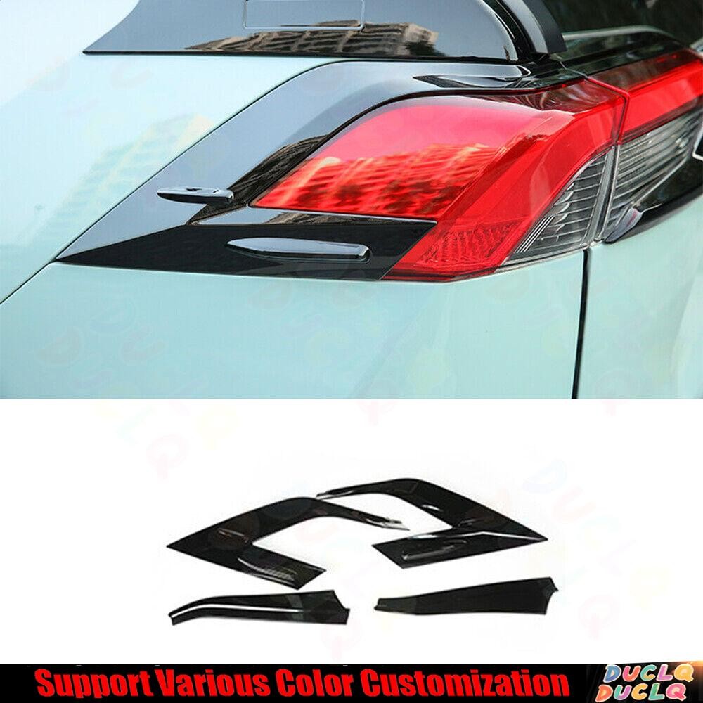 Exterior Tail Light Lamp Cover Trim 4PCS For Toyota RAV4 2019-2024 Bright Black