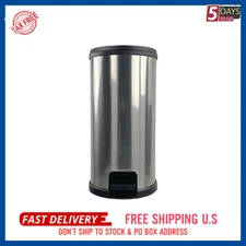 7.9 Gallon Trash Can, Plastic Round Step Kitchen Trash Can, Silver