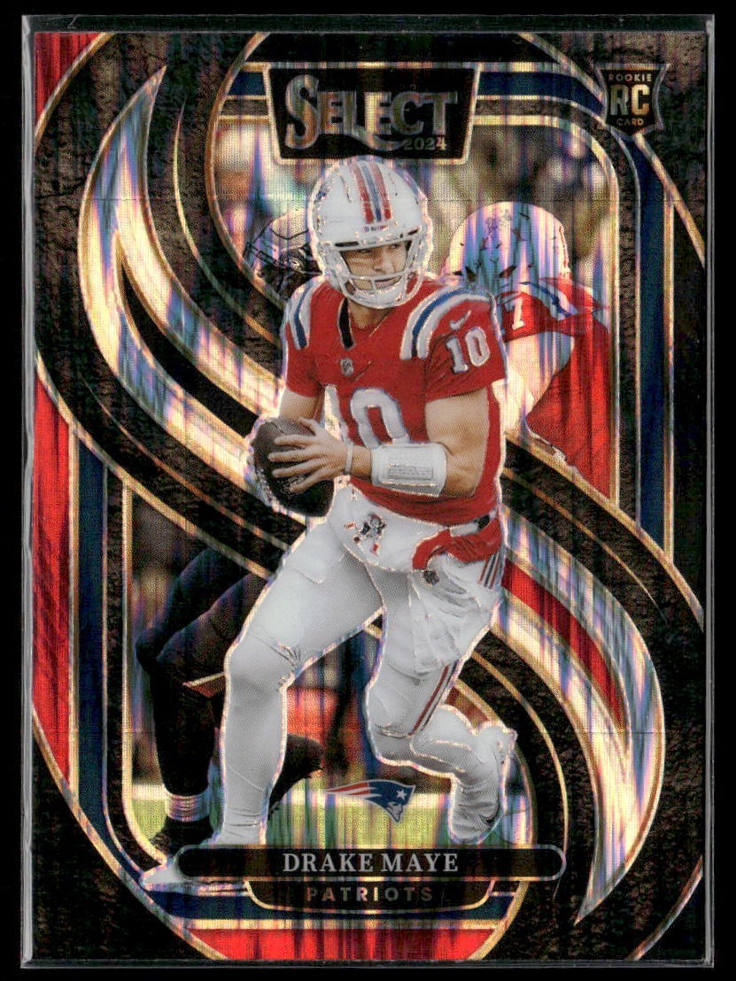 2024 Panini Select Drake Maye RC Black & Red Shock Prizm Patriots Rookie #113
