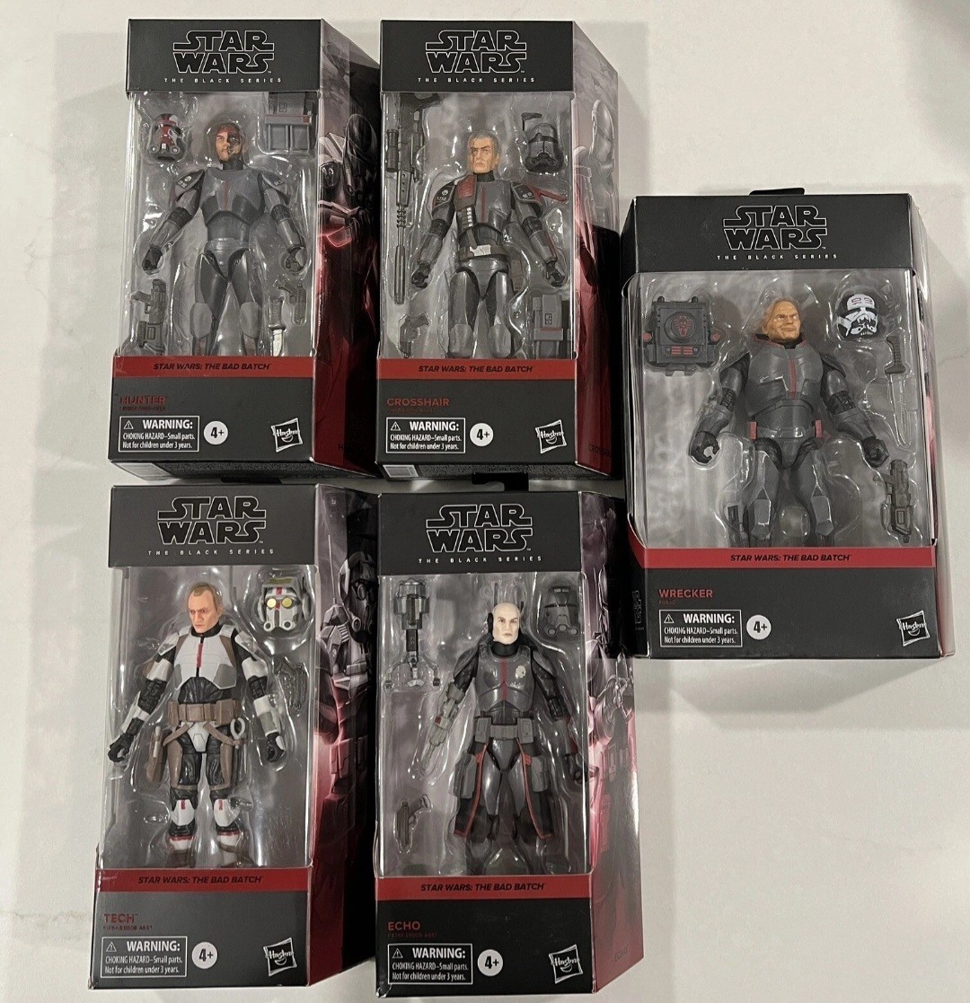 Star Wars Black Series Collection Bad Batch set Hunter Crosshair Echo Tech Wreck