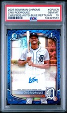 2025 Bowman Chrome CRIS RODRIGUEZ Blue Reptilian Refractor Auto PSA 10 GEM