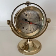 Seth Thomas SCHOONER SHIPS CLOCK Model 1044 Solid Brass Gimball Mtd Quartz Runs 