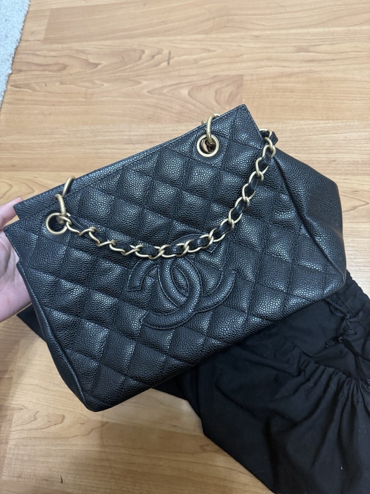 Authentic Black Chanel Caviar Leather Bag