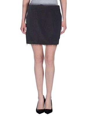 Marella By Max Mara Short Skirt Size 46 W32 XL Black Linen Mini Unlined