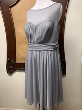 Davids Bridal Womens Size 14 Gray Bridesmaid Cocktail Prom Dress Short