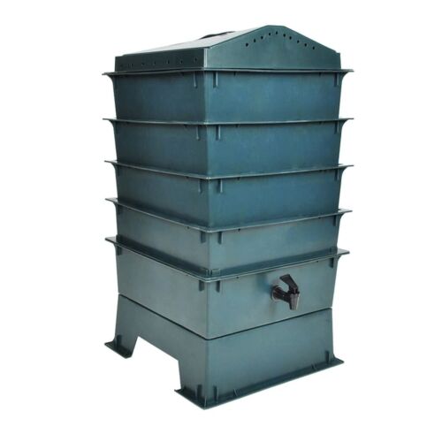 vidaXL Compostiera Vermifuga a 4 Vassoi 42x42x60 cm - Foto 1 di 3