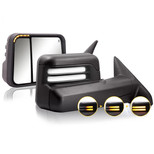 Tow Mirrors Heated Manual FlipUp LED Switchback Signals for 09-18 Dodge Ram 1500