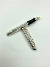 MONTBLANC Meisterstuck Fountain Pen Solitaire 1468 Silver Le Grand Nib F 18K