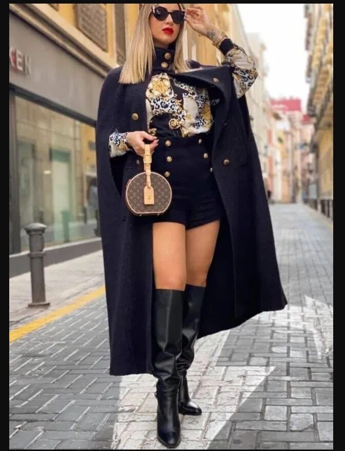 Black cape coat zara top