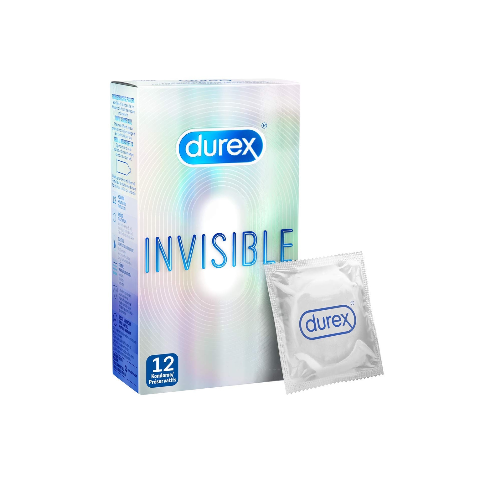 Durex Invisible Kondome – Dünn, transparent, mit Silikongleitgel befeuchtet, …