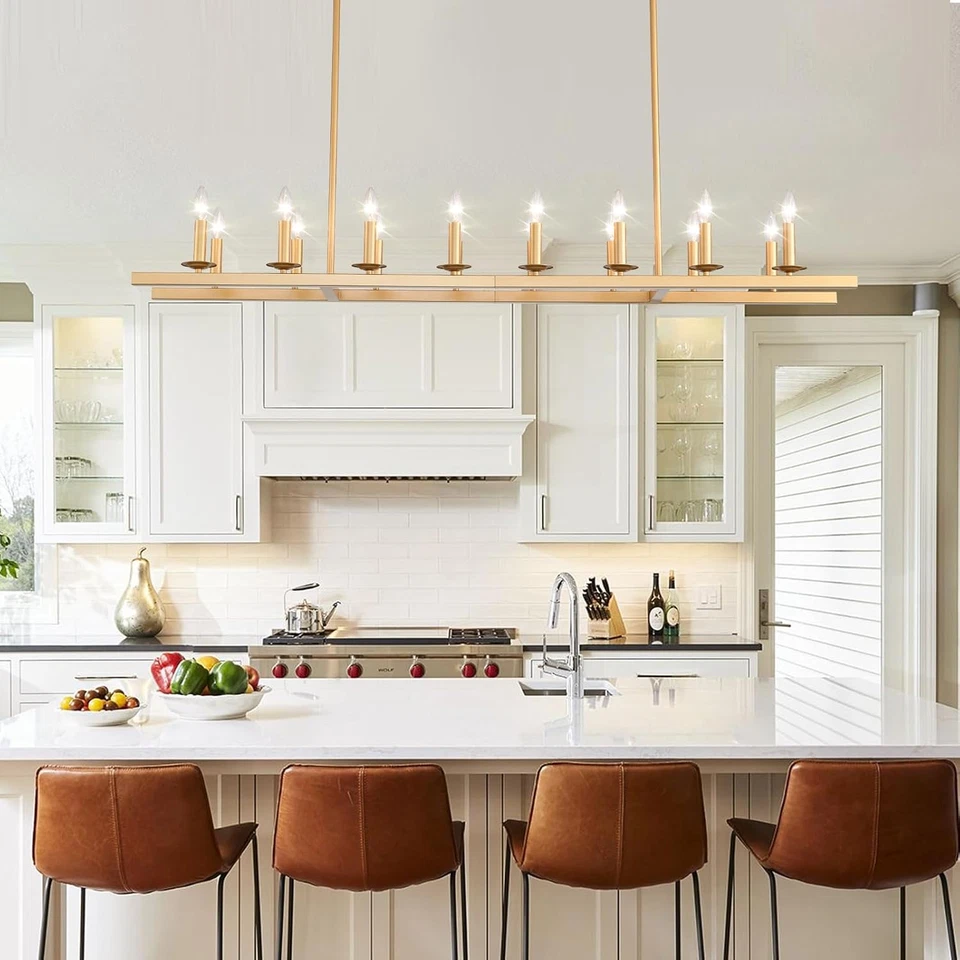 60-Inch Rustic Gold Linear Chandelier,Extra Long Chandelier,Gold Light Fixture f - Image 3 of 4